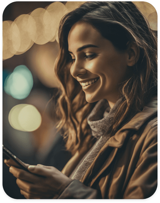 photograph of a woman looking at her phone